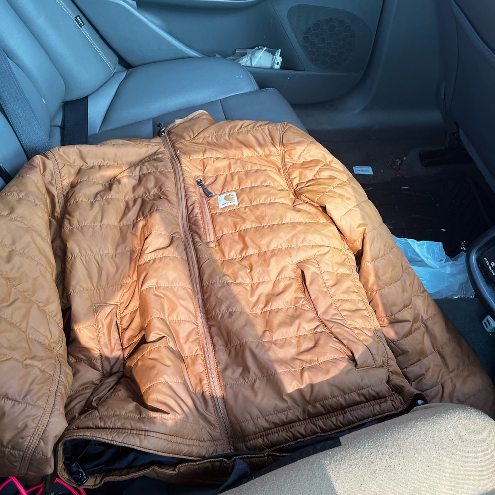 Carhartt Brown Puffer Jacket Insulated Quilted Design